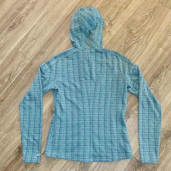 THE NORTH FACE Women TKA Stretch Hooded Fleece Cardigan Jumper Size XS Turquoise - Picture 12 of 14